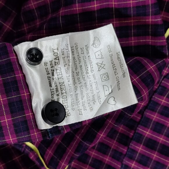 Descendent of Thieves Shirt Mens XL Purple Plaid Button Down Limited Edition - Picture 5 of 10